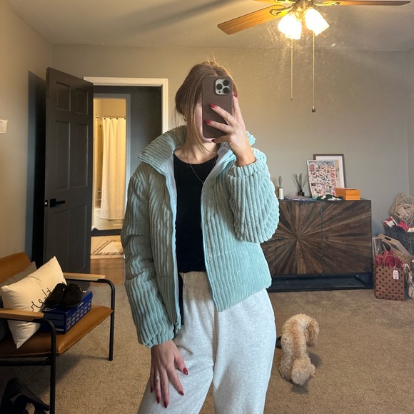 Jackets & Blazers - Blue Cropped Puffy Jacket